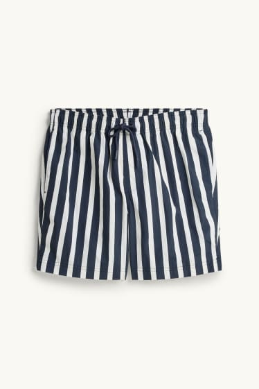 Men - Swim shorts - striped - dark blue / white