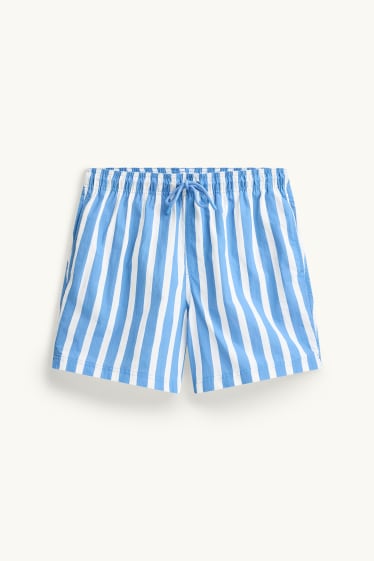 Men - Swim shorts - striped - blue / white