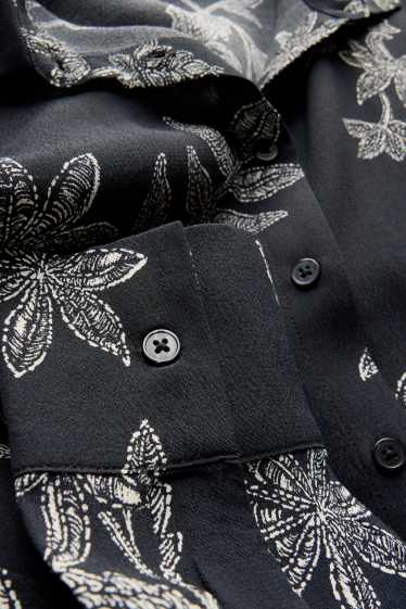 Damen - Bluse - geblümt - schwarz