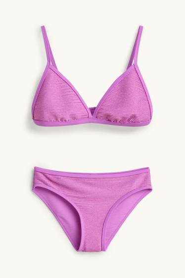 Children Girls - Bikini - shiny - purple
