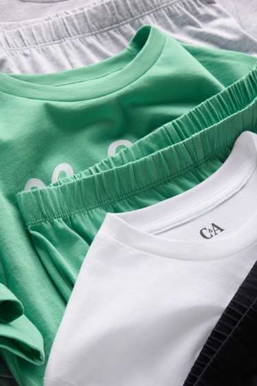 Kinder Buben - Multipack 3er - New York - Shorty Pyjama - 6 teilig - grau / grün