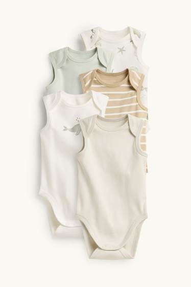 Unisex - Multipack of 5 - sea creatures - baby bodysuit - white