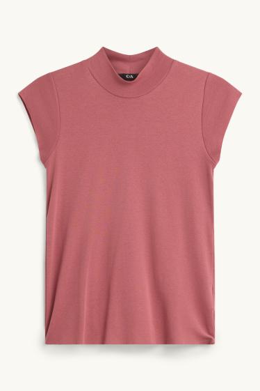 Dames - T-shirt - slim fit - lichtrood