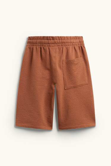 Kinder Buben - Sweatshorts - strukturiert - braun