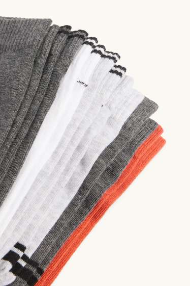 Nen - Paquet de 7 - bàsquet - mitjons turmellers amb dibuix - taronja/gris