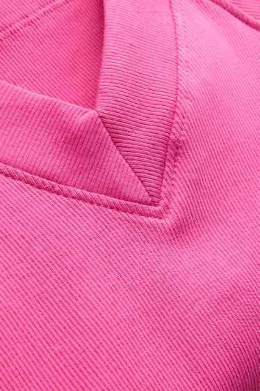 Damen - T-Shirt mit V-Ausschnitt - Slim Fit - pink