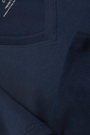 Dámské - Tričko s výstřihem ve tvaru V - regular fit - tmavomodrá