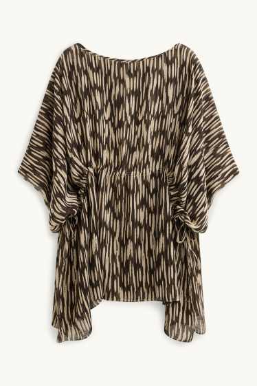 Mujer - Túnica de chifón - estampada - marrón / beis