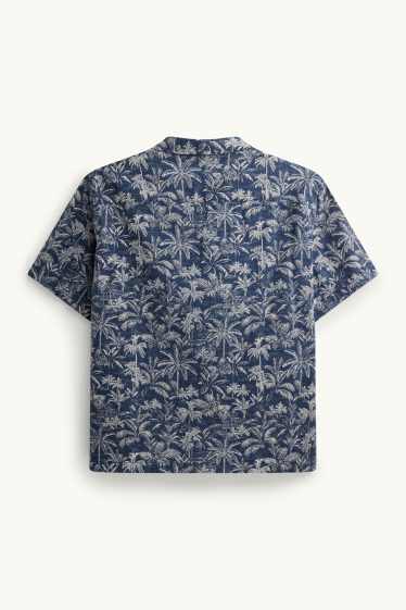 Herren - Hemd - Regular-Fit - gemustert - dunkelblau