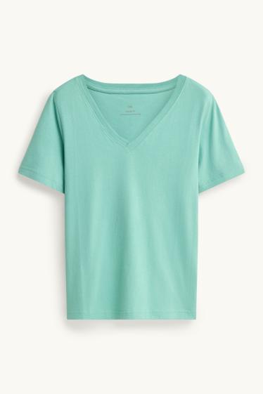 Women - V-neck T-shirt - regular fit - turquoise