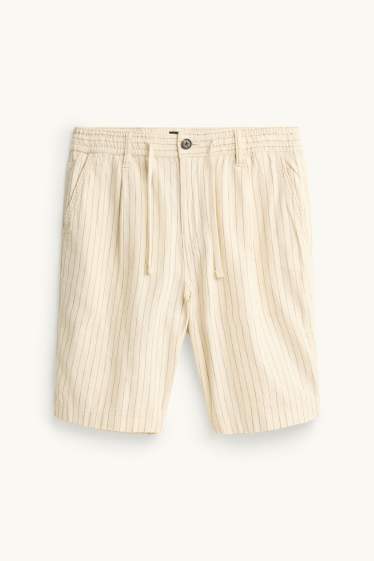 Herren - Shorts - Leinen-Mix - Nadelstreifen - cremefarben