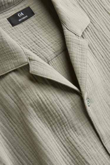 Home - Camisa - relaxed fit - coll solapa - verd