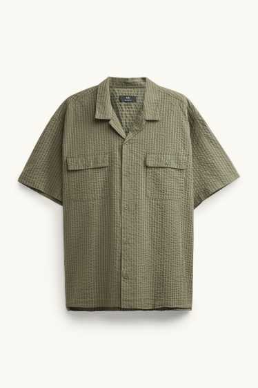 Home - Camisa - relaxed fit - coll solapa - verd