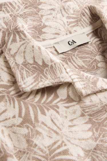 Bambini - Foglie - camicia - tessuto tramato - beige