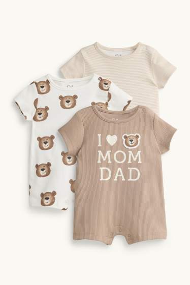 Baby Boys - Multipack of 3 - teddy bear - baby sleepsuit - beige