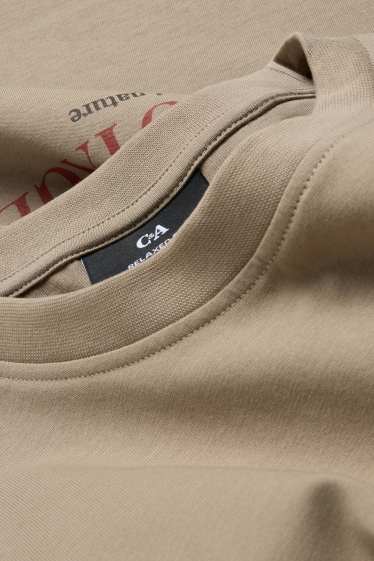 Heren - T-shirt - relaxed fit - lichtbruin