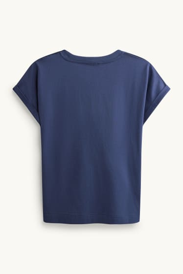 Damen - T-Shirt - Regular Fit - geblümt - dunkelblau