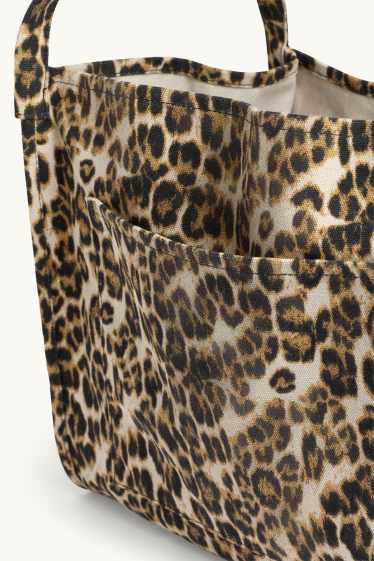 Femei - Geantă shopper mare - imprimeu de leopard - bej / maro