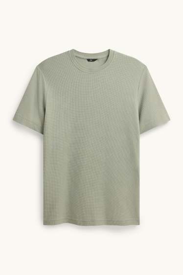 Hommes - T-shirt - regular fit - finition texturée - vert / gris