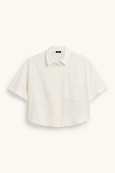 Femei - Bluză tip cămașă - alb