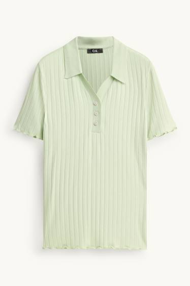 Donna - Polo - regular fit - a coste - verde chiaro