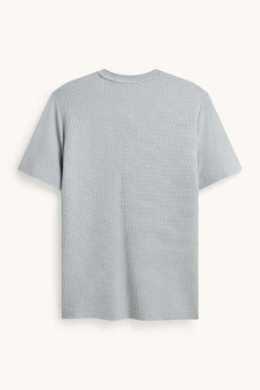 Hommes - T-shirt - regular fit - finition texturée - gris clair / bleu foncé