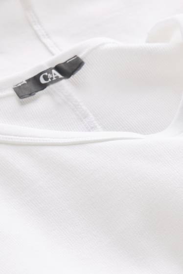 Women - V-neck T-shirt - slim fit - skinny rib - white