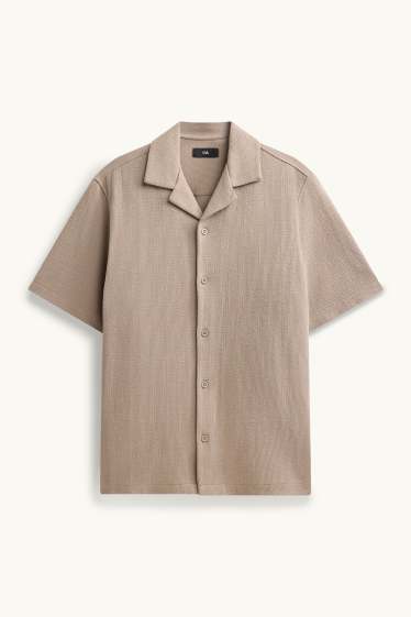Home - Camisa - regular fit - coll solapa - texturada - marró clar