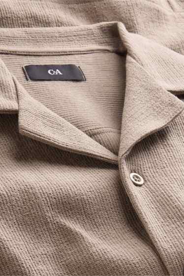 Home - Camisa - regular fit - coll solapa - texturada - marró clar
