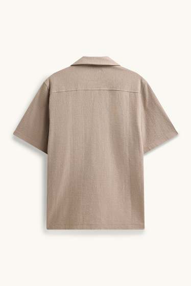 Home - Camisa - regular fit - coll solapa - texturada - marró clar
