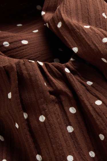 Femmes - Robe en mousseline - à pois - marron