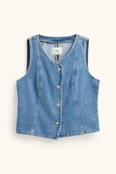 Femei - Vestă din denim - cambrată - denim-albastru