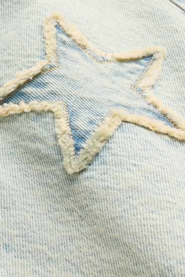 Děti - dívky - Hvězdy - džínové šortky - džíny - modrošedé