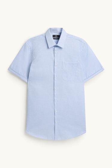 Hommes - Chemise - regular fit - col kent - sans repassage - à motif - bleu clair