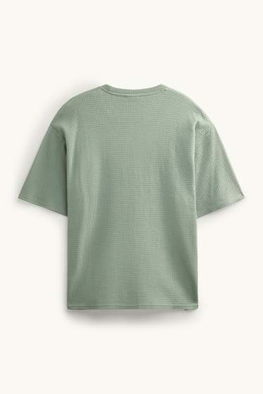 Pánské - Tričko - oversized - strukturované - zelená