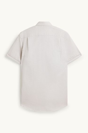 Pánské - Košile - regular fit - kent - s nežehlivou úpravou - se vzorem - krémově bílá