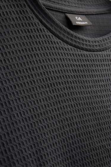 Pánské - Tričko - oversized - strukturované - černá