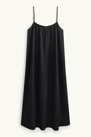 Dames - A-lijn-jurk - met structuur - zwart