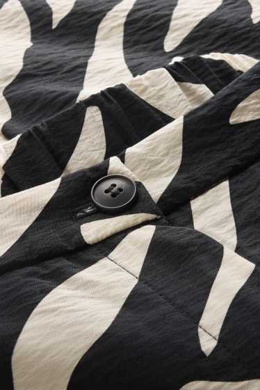 Damen - Stoffhose - High Waist - Wide Leg - gemustert - schwarz / weiss