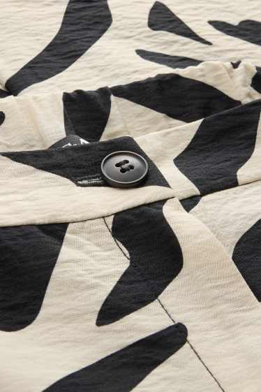 Femmes - Pantalon de toile - high waist - wide leg - à motif - blanc / noir