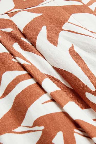 Women - Cloth trousers - mid-rise waist - wide leg - patterned - white