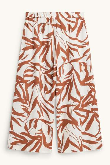 Women - Cloth trousers - mid-rise waist - wide leg - patterned - white