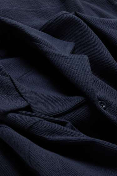 Home - Camisa - regular fit - coll solapa - texturada - blau fosc