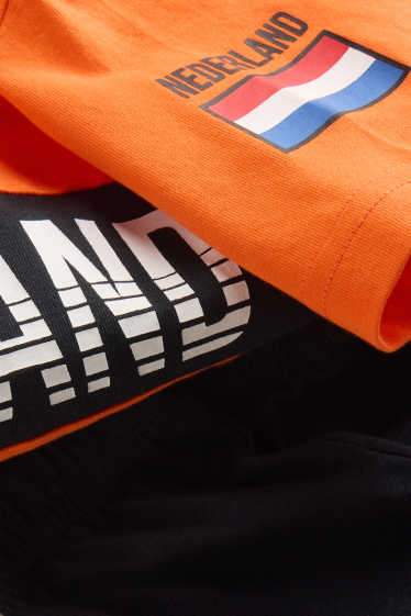 Kinder Jungen - Niederlande - Shorty Pyjama - 2 teilig - orange / schwarz