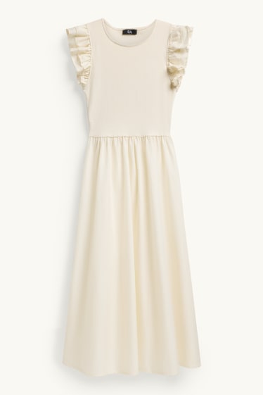 Dona - Vestit fit & flare - acanalat - blanc trencat