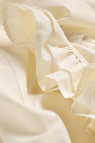 Dona - Vestit fit & flare - acanalat - blanc trencat