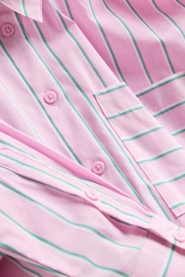 Dames - Overhemdblouse - gestreept - fuchsiarood