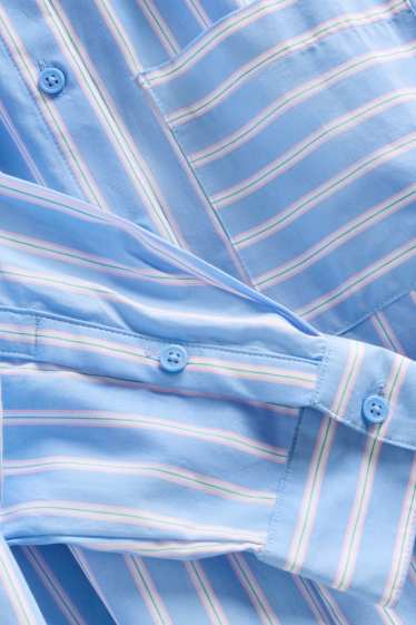 Mujer - Blusa camisera - de rayas - azul