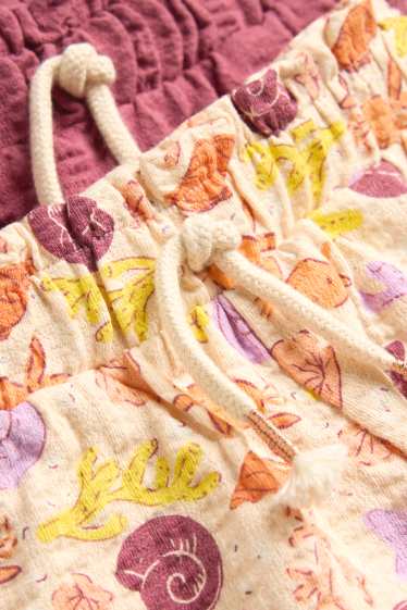 Děti - dívky - Multipack 2 ks - moře - šortky - strukturované - světle červená