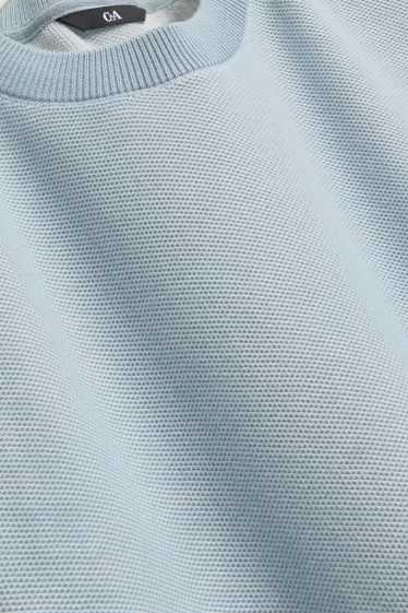 Herren - Strickpullover - kurzarm - strukturiert - blau